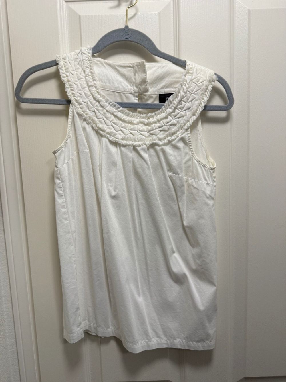 White Sleevless Cotton Blouse- Massimo- Size XS
